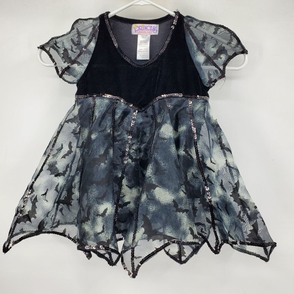 Vintage Princess‎ Paradise Embroidered Bat Cob Web Spooky Halloween Dress Med 8